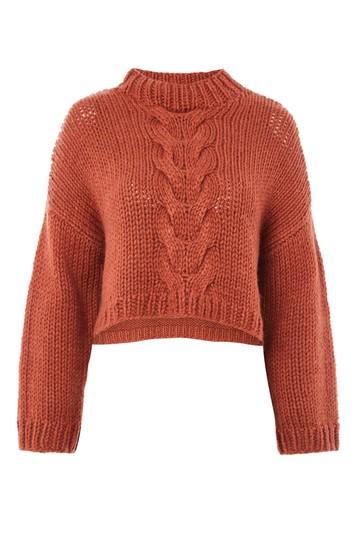 Topshop Cable Knitted Crop Jumper By Native Youth