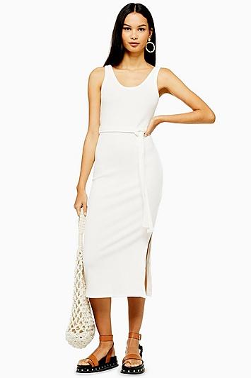 Topshop Rib Belted Column Dress