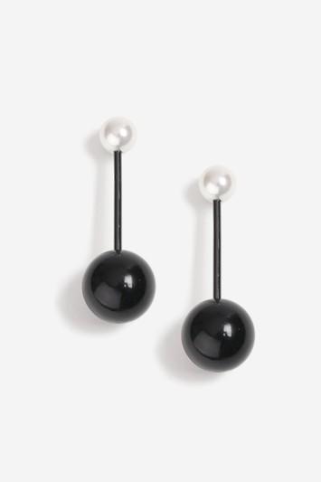 Topshop Pearl And Black Ball Drop Earrings