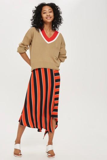 Topshop Contrast V Neck Jumper