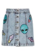 Topshop *give Me Space Button Down Skirt By Kuccia
