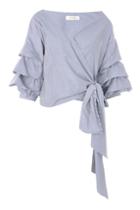 Topshop Vivian Ruched Stripe Blouse By Storets