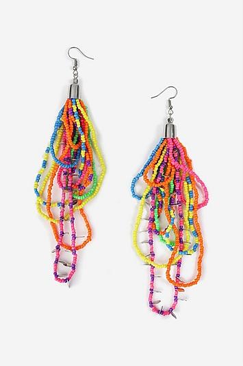 Topshop Mix Neon Seedbead Drop Earrings