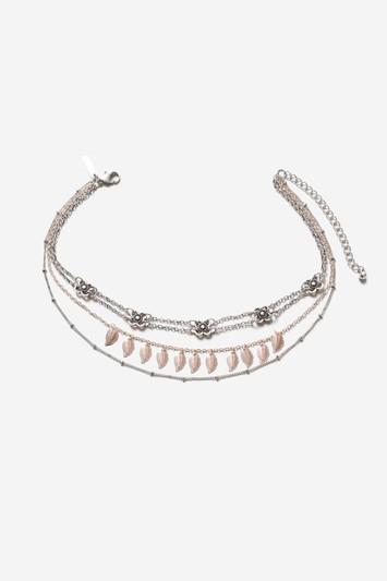 Topshop Rose And Leaf Chain Choker Necklace