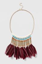 Topshop Beaded Feather Drop Necklace