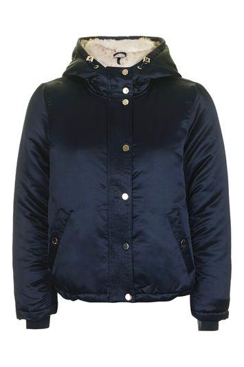 Topshop Satin Faux Fur Lined Jacket