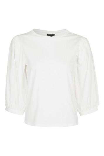 Topshop Woven Balloon Sleeve T-shirt