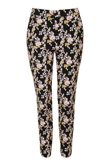 Topshop Floral Print Cigarette Trousers