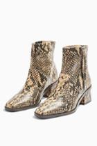 Topshop Margot Leather Snake Mid Boots