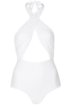 Topshop Wrap Halterneck Swimsuit