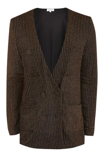 Topshop *warning Metallic Copper Striped Blazer By Wyldr