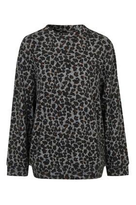 Topshop Fluffy Leopard Print Sweatshirt