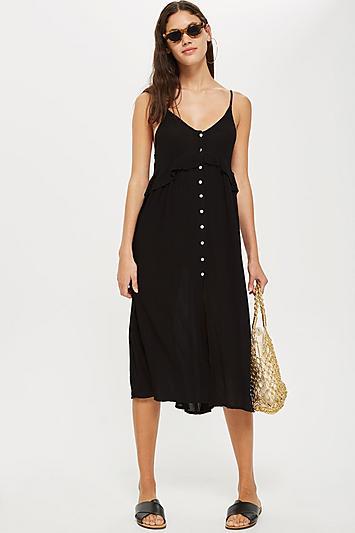 Topshop Button Frill Midi Dress