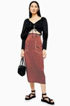 Topshop Tan Spot Pocket Midi Skirt Skirt