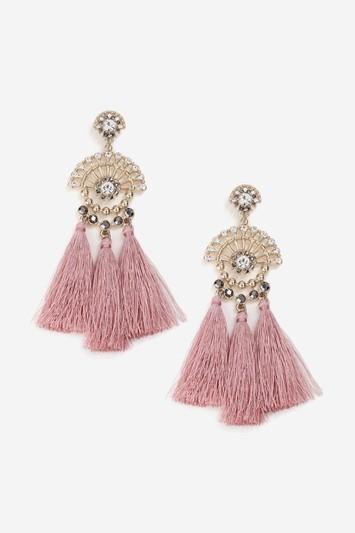 Topshop *rhinestone Tassel Drop Earrings