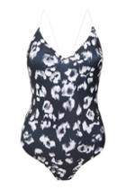 Topshop Tall Smudged Leopard Print Swimsuit