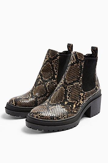 Topshop Brixton Snake Chelsea Boots