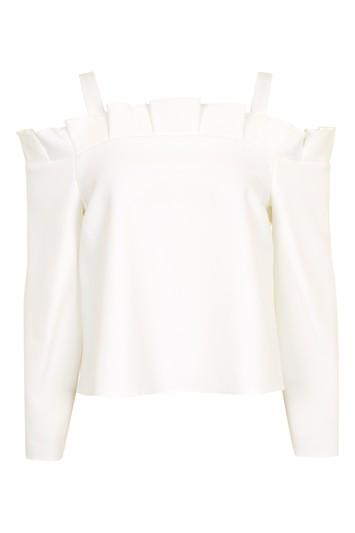 Topshop Box Pleat Cold Shoulder Top
