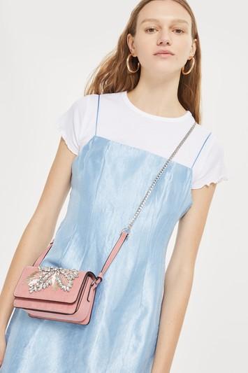 Topshop Ophira Feather Flower Crossbody Bag