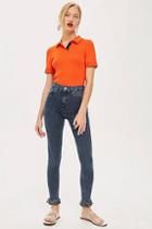 Topshop Dusty Blue Fringe Hem Jeans