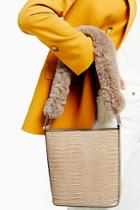Topshop Tess Beige Tote Bag With Faux Fur