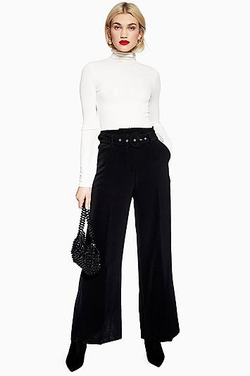 Topshop Covered Belt Wide Trousers