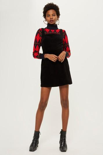 Topshop Corduroy Open Back Pinafore Dress