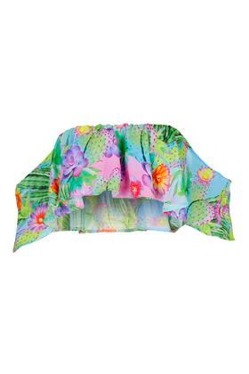 Topshop *cactus Print Off-the-shoulder Crop By Jaded London