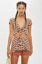 Topshop Printed Tie Crop Top By Band Of Gypsies