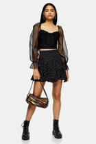 Topshop Black Star Flounce Mini Skirt