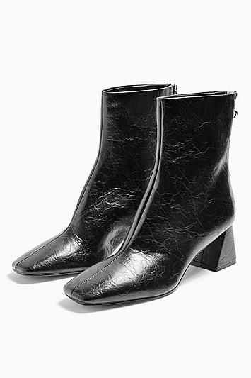 Topshop Breeze Black Square Toe Boots
