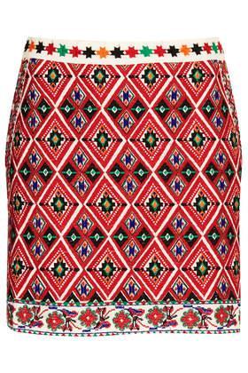Topshop Embroidered A-line Skirt