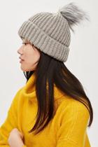 Topshop Knitted Fur Pom Hat
