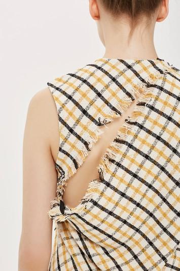 Topshop Gingham Slash Back Midi Dress By Boutique