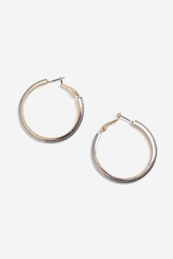 Topshop Engraved Mixed Metal Hoop Earrings