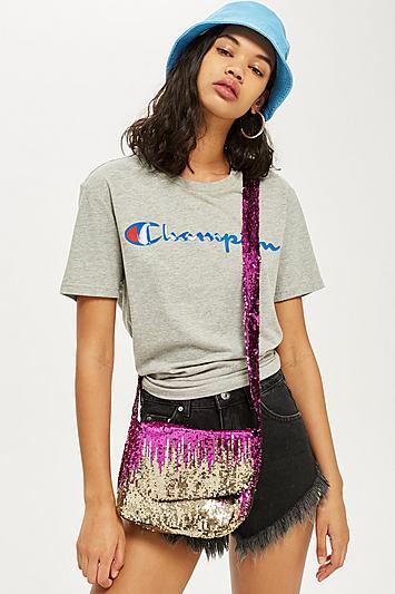 Topshop Zig Zag Sequin Cross Body Bag