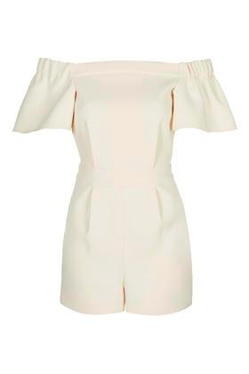 Topshop Structured Bardot Off-the-shoulder Playsuit