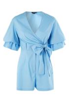 Topshop Drama Sleeve Poplin Playsuit