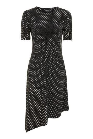 Topshop Tall Spot Ruched Midi Dress