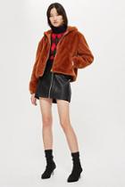 Topshop Faux Fur Zip Up Hoodie