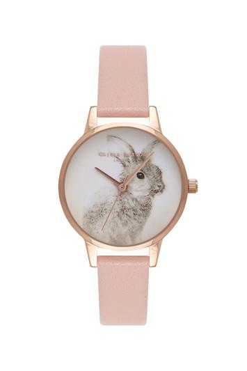 Topshop *woodland Bunny Dusty Pink Watch By Olivia Burton