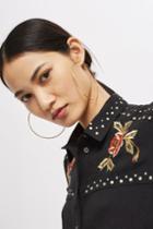 Topshop Rodeo Studded Embroidered Shirt