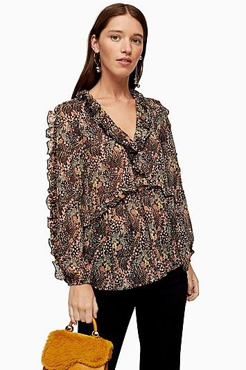 Topshop Autumn Leaf Print Blouse