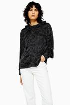 Topshop Peter Pan Collar Satin Spot Shirt