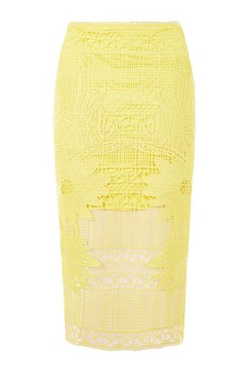 Topshop Placement Lace Midi Skirt