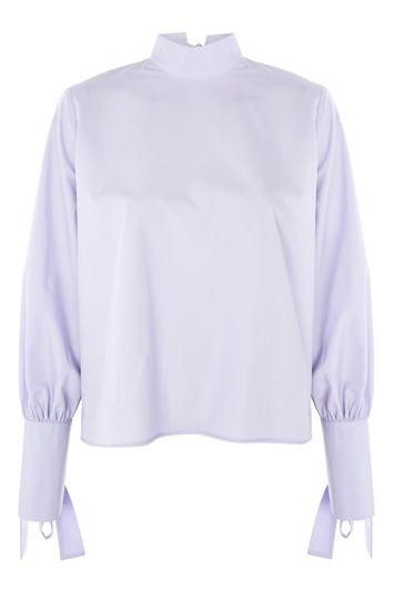 Topshop Tie Sleeve Poplin Blouse