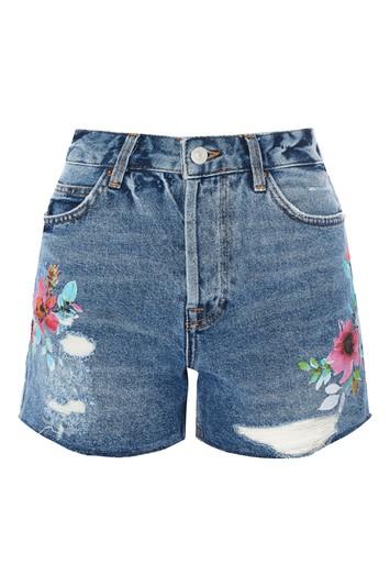 Topshop Moto Floral Painted Ashley Shorts