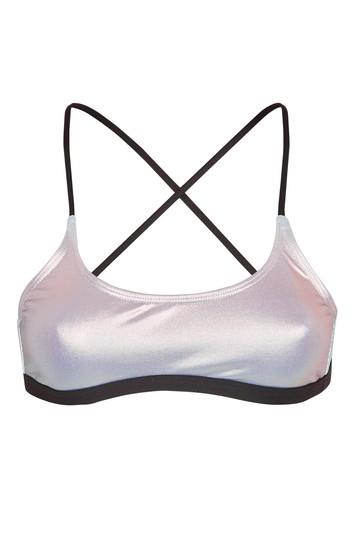 Topshop Ombre Metallic Bikini Crop Top