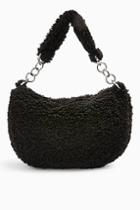 Topshop Florence Black Borg Shoulder Bag