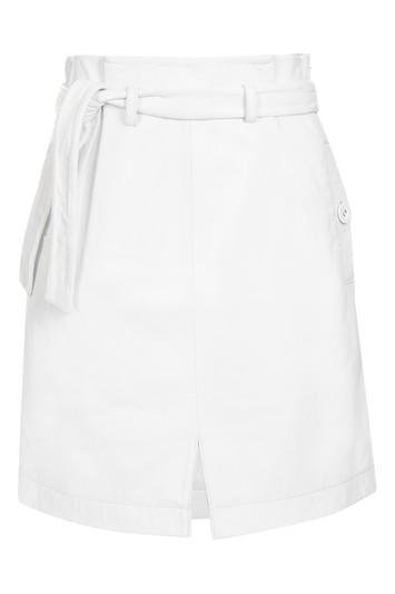 Topshop Leather Paperbag Mini Skirt